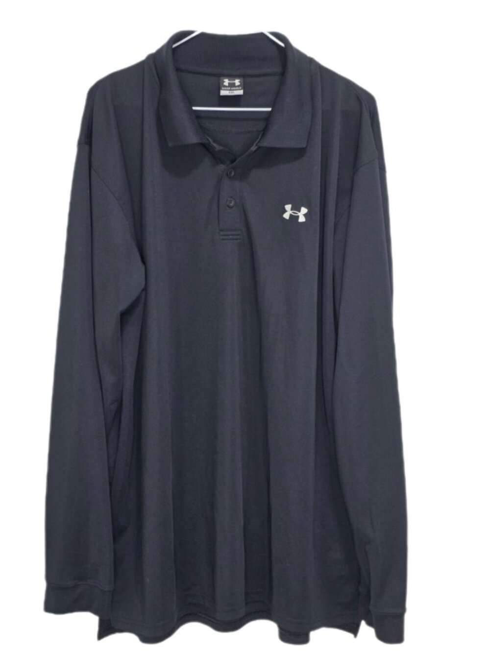 1187 Under Armour Big&Tall Activewear Long Sleeve Polo Shirt Sz. XXL Mens Black